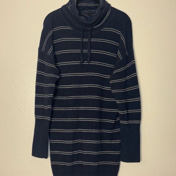 PrAna Milani Dress Nautical Stripe Waffle Knit Funnel Neck Blue Women's Small - Picture 9 of 16